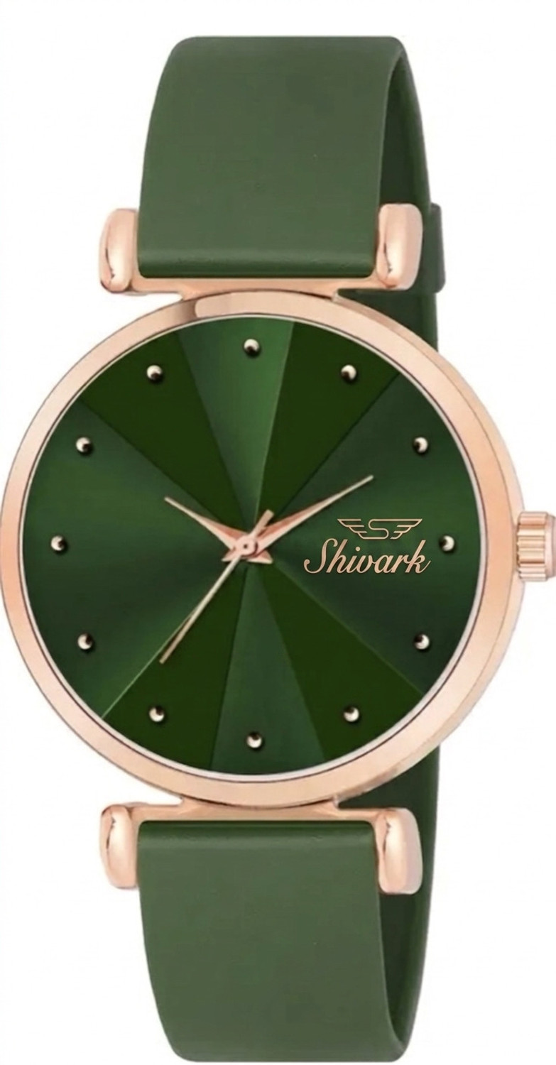 Image of Shivark Green Dial And Silicone Strap Analog Watch - For Women