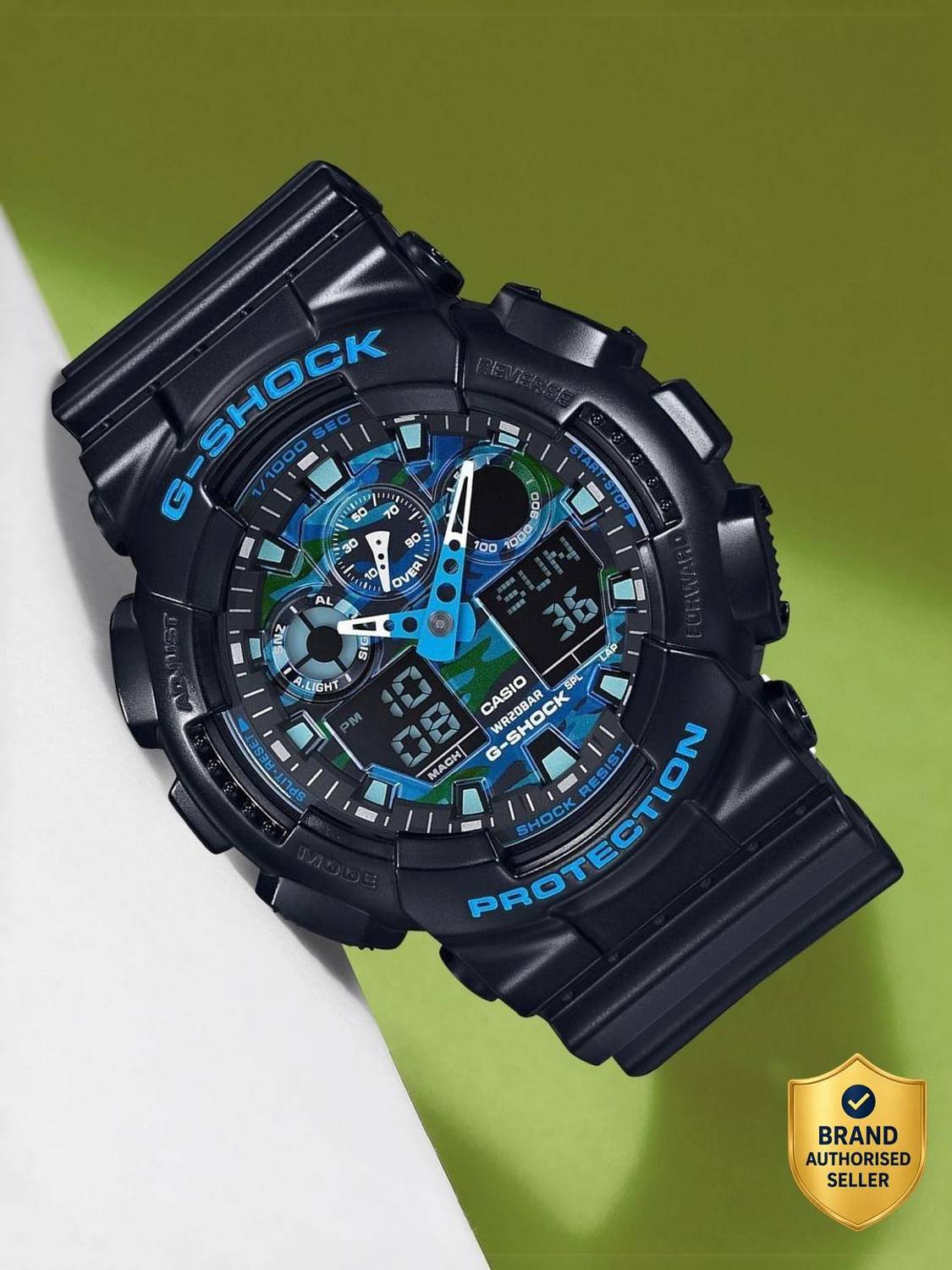 CASIO GA-100CB-1ADR Blue Camouflage Watch