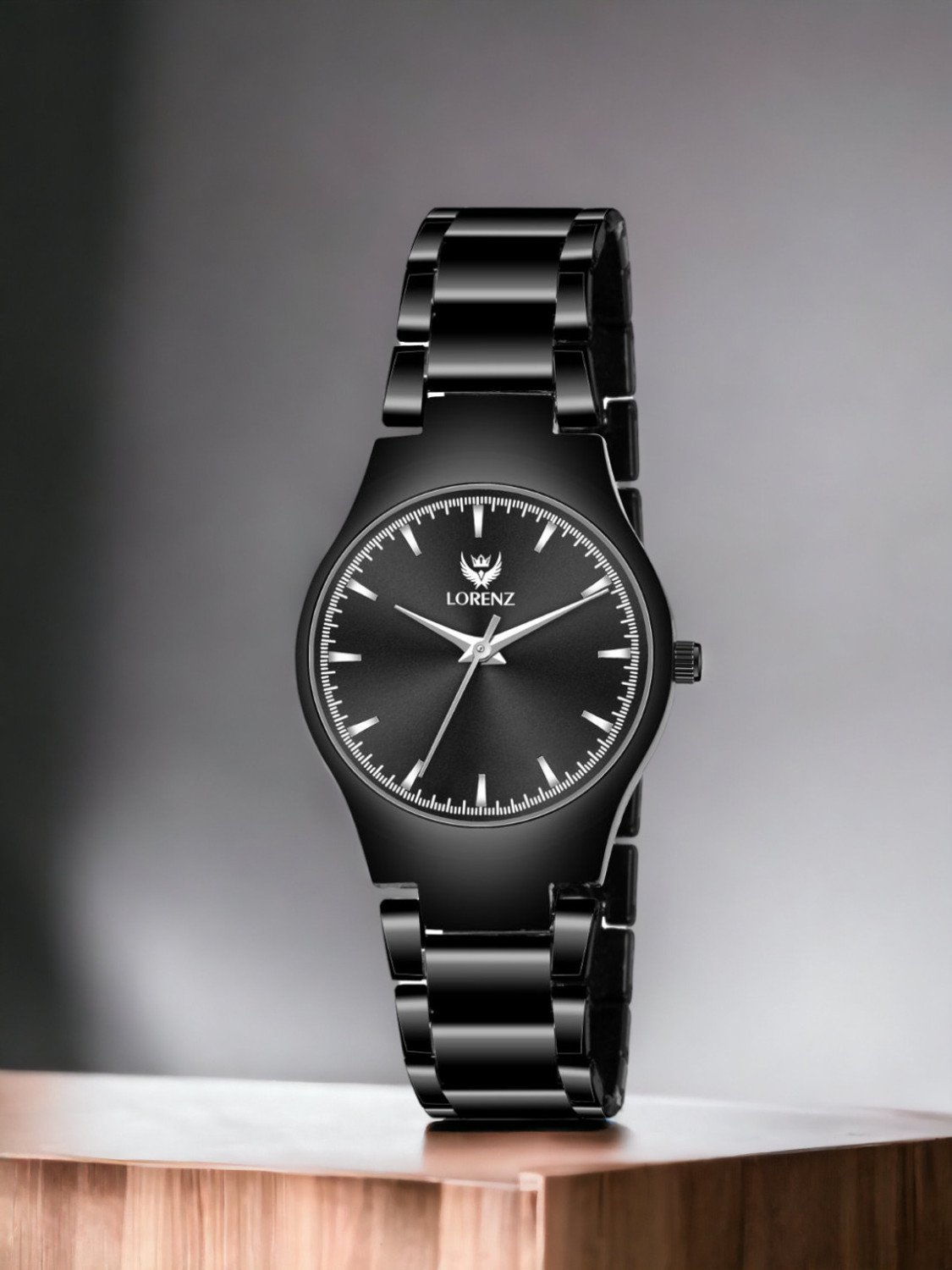 Image of LORENZ AS-133A Lorenz Classic Black Analogue Watch for Women with Metallic Chain | AS-133A Analog Watch - For Women