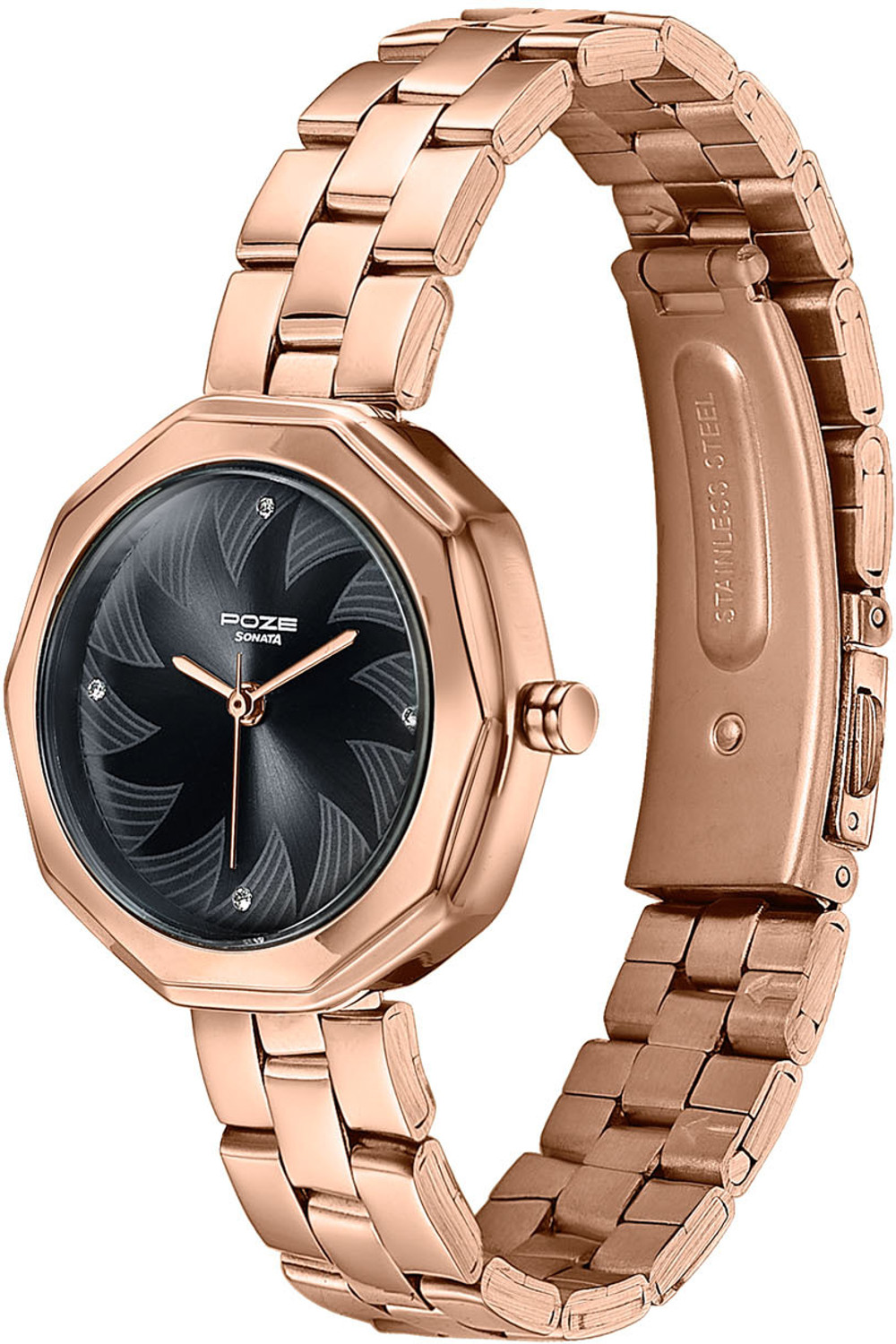 Image of SONATA Poze Drop 9.1 Poze 9 Quartz Grey Dial IPRG Strap Analog Watch - For Women