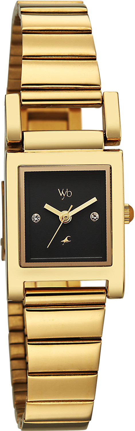 Image of Fastrack Fastrack Vyb Muse Quartz Black Dial Gold Stainless Steel Strap Analog Watch - For Women