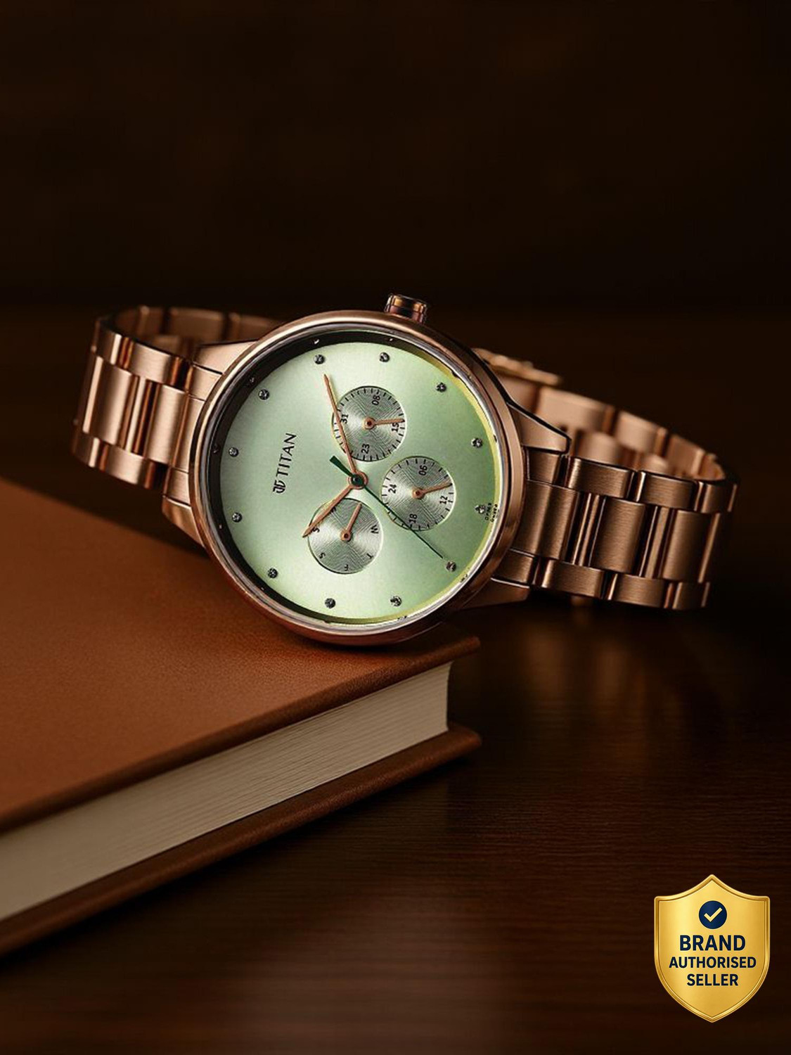 Image of Titan Purple Purple Razzle Dazzle Green Dial Stainless Steel Strap Analog Watch - For Women