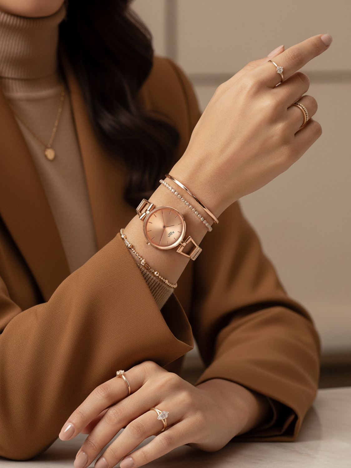 Image of Titan Titan Raga Ascend Rose Gold Dial Rose Gold MetalStrap Analog Watch - For Women
