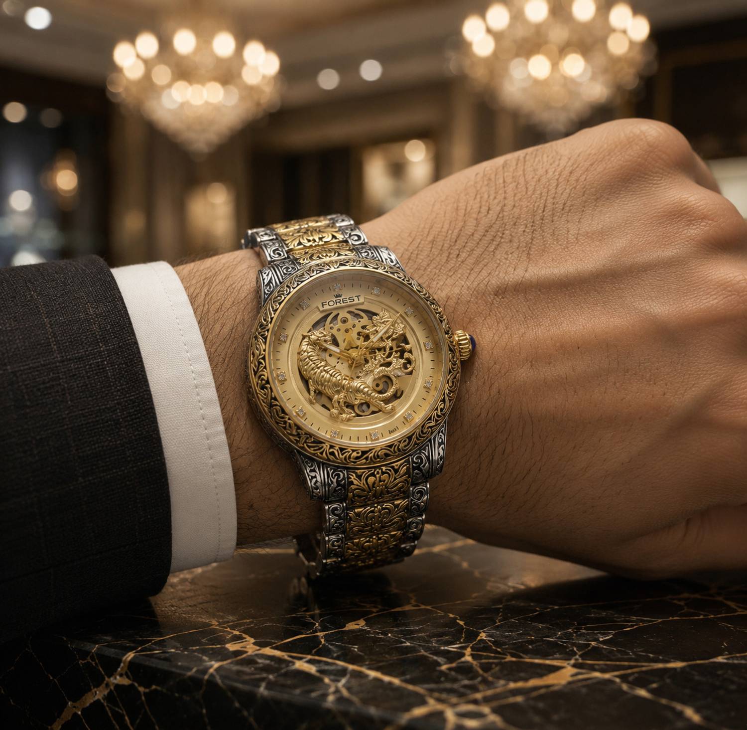 Forest Luxury Two Tone Golden Watch - Image 5