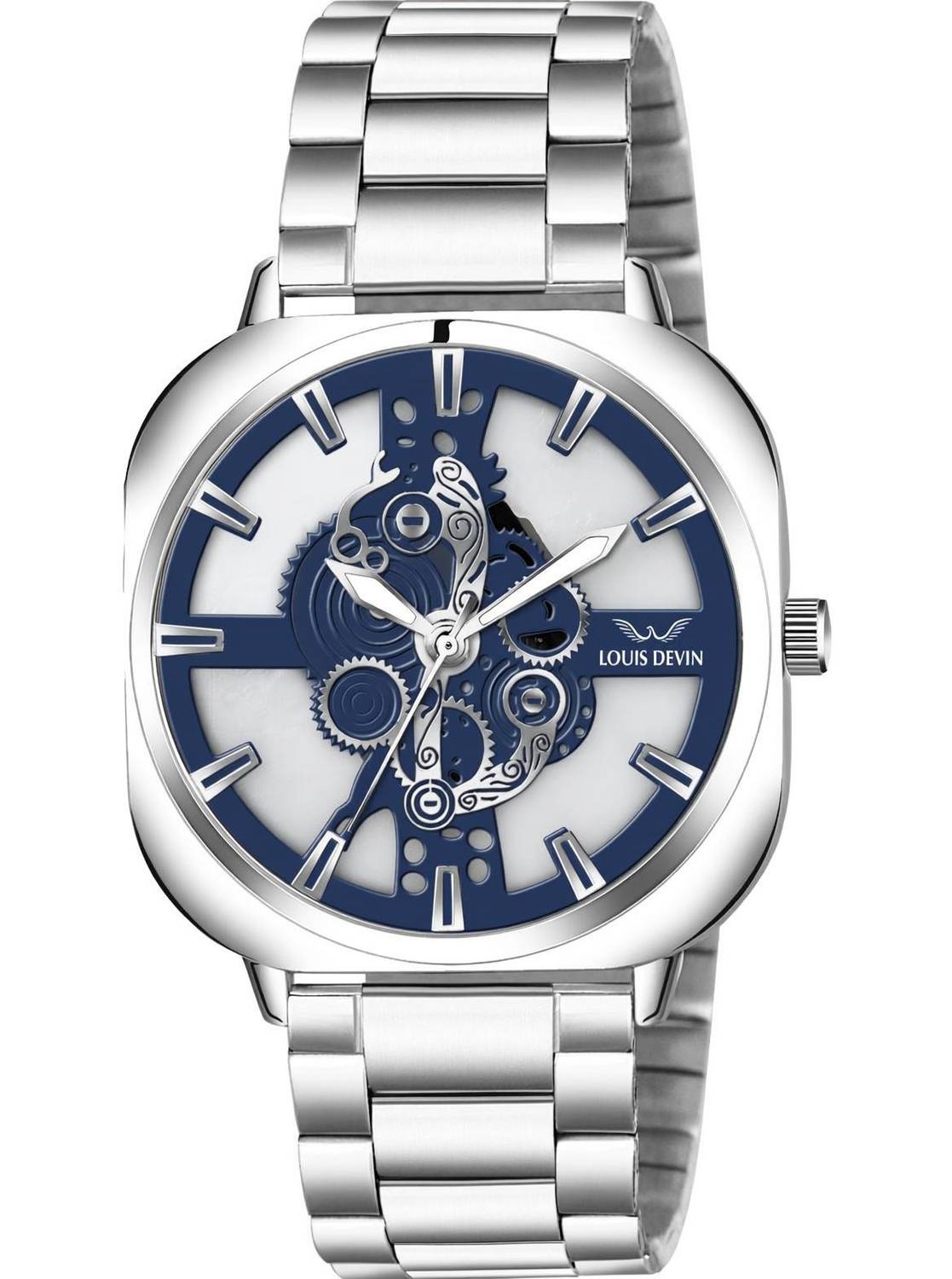 Louis Devin LD-G081-BLU-CH Men's Stainless Steel Chain Watch - Image 1