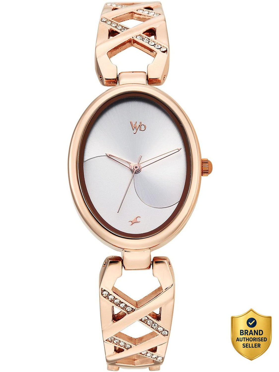 Image of Fastrack Vyb Charmer Fastrack Vyb Charmer Quartz Silver Dial Rose Gold Strap Analog Watch - For Women