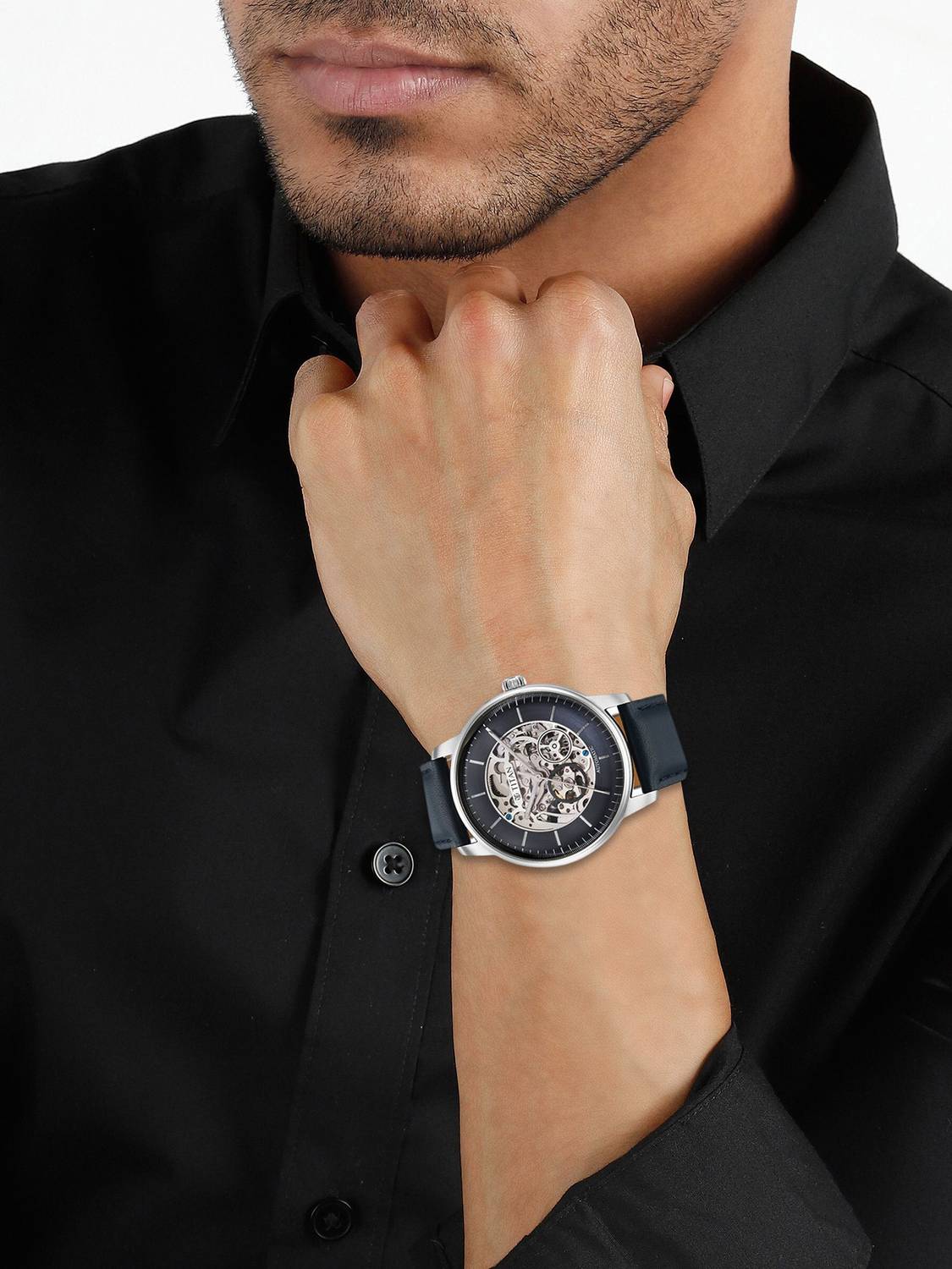 Titan Mechanical Automatic Midnight Blue Dial Blue Leather Strap - Image 2