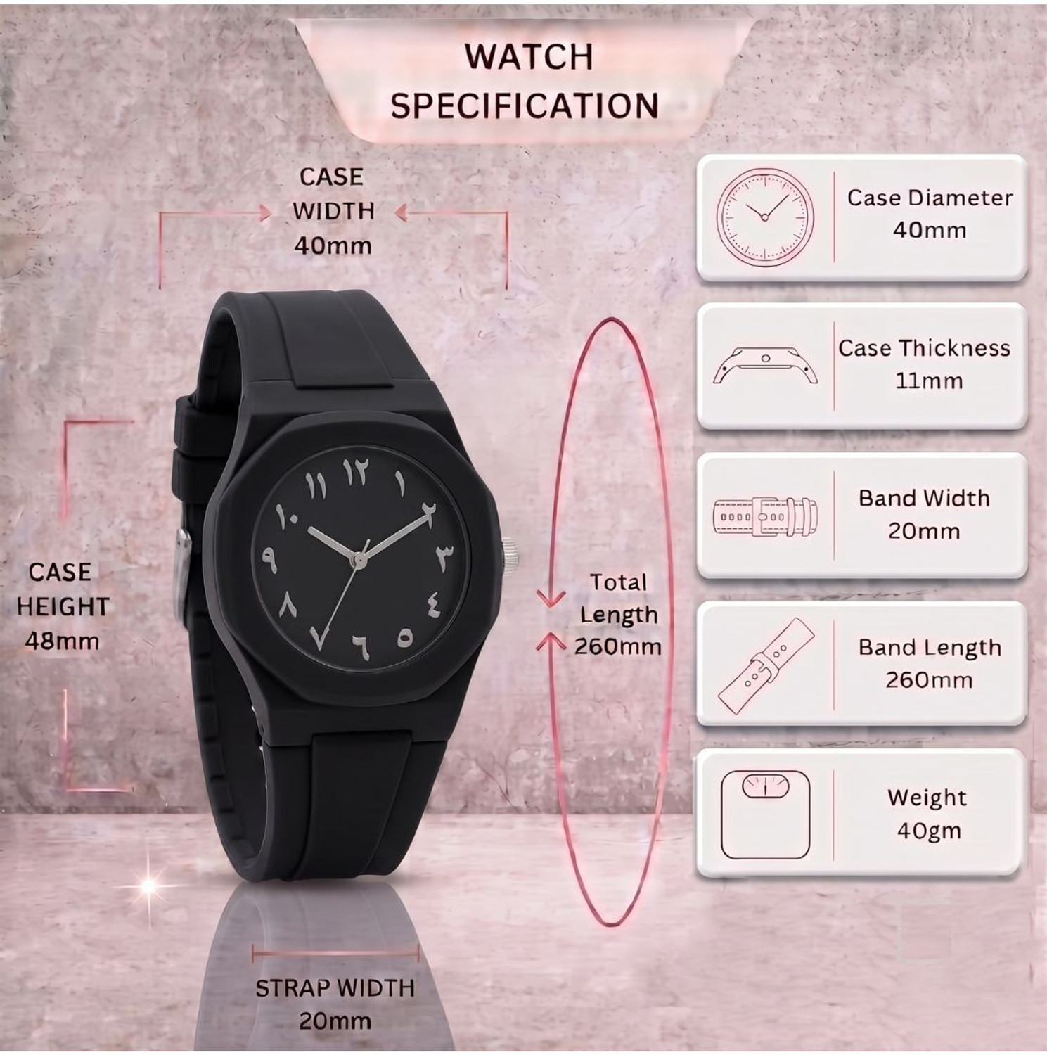 Image of XOEX Black Color Silicone Belt Boys Analog Watch - For Men MN326BLK