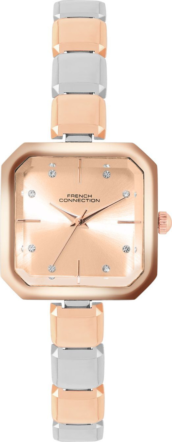 Image of French Connection Rhinestones Pink Sunray Dial | Women's Silver Analog Watch Analog Watch - For Women
