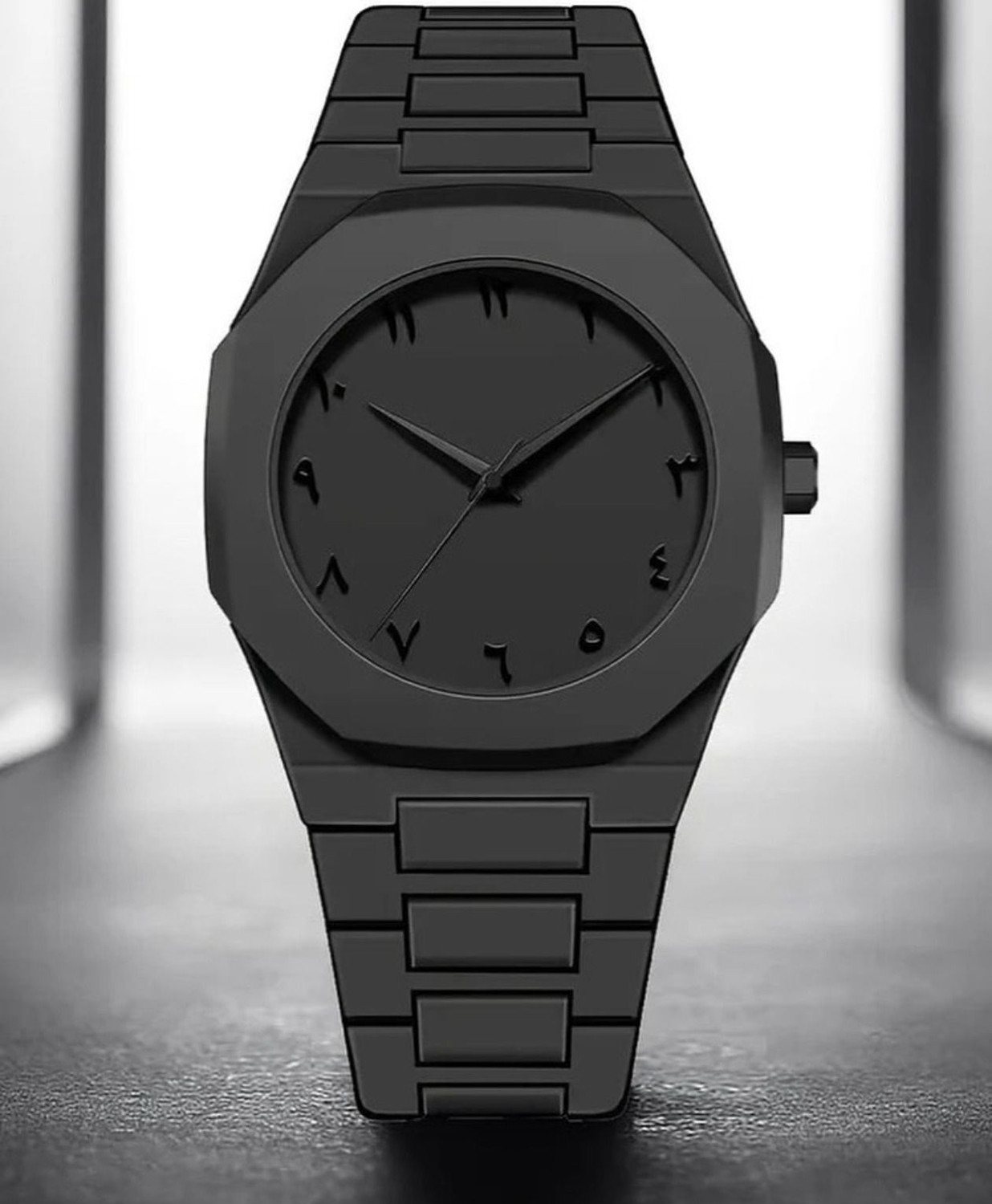 Image of Sabararabic Arabic Aura Wrist Watch Black Minimalist Watch with Arabic Numerals Modern Wrist Watch Analog Watch - For Men