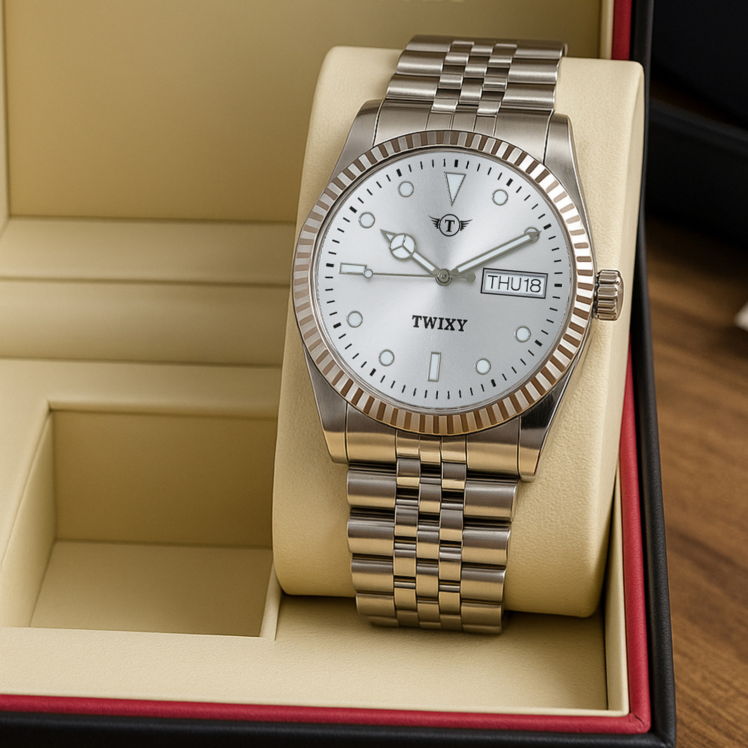 Image of TWIXY TYW-08 Silver TWIXY Trending Silver Dial Analog Watch - For Men