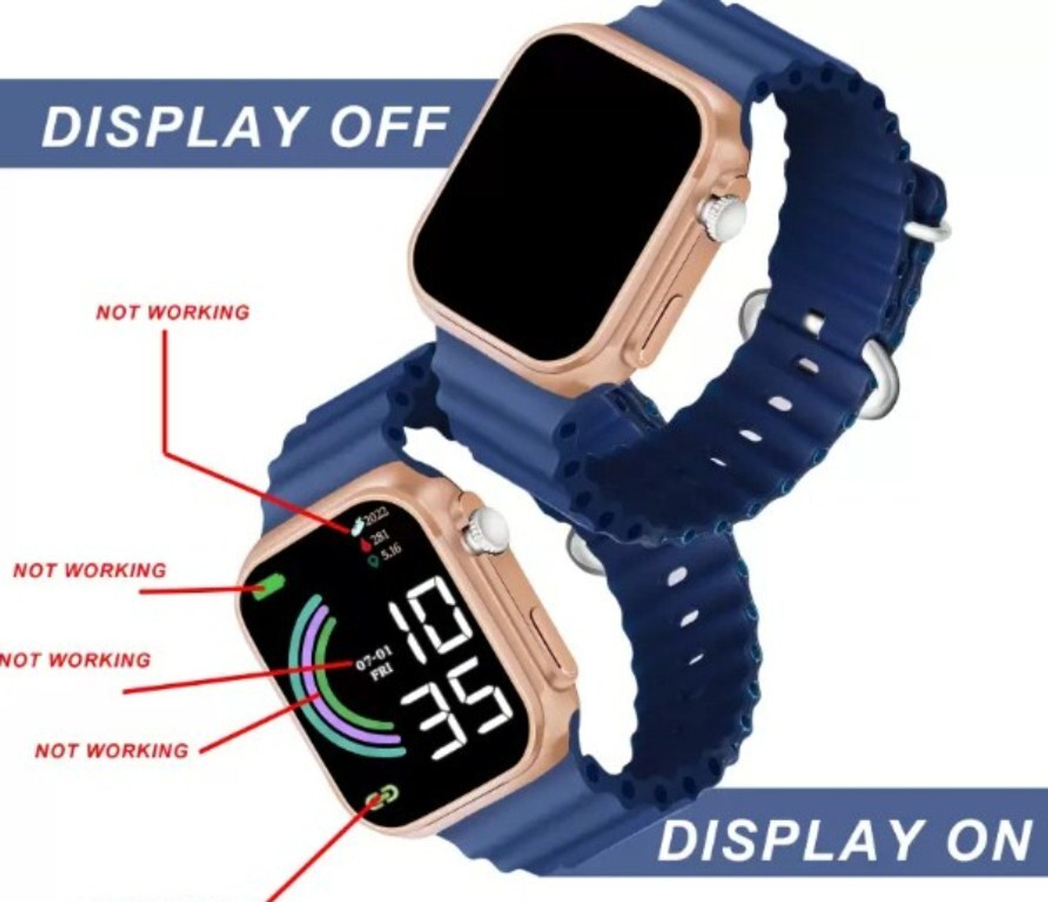 Image of THMT TRENDING Blue Ultra Led Square Digital Watch - For Men