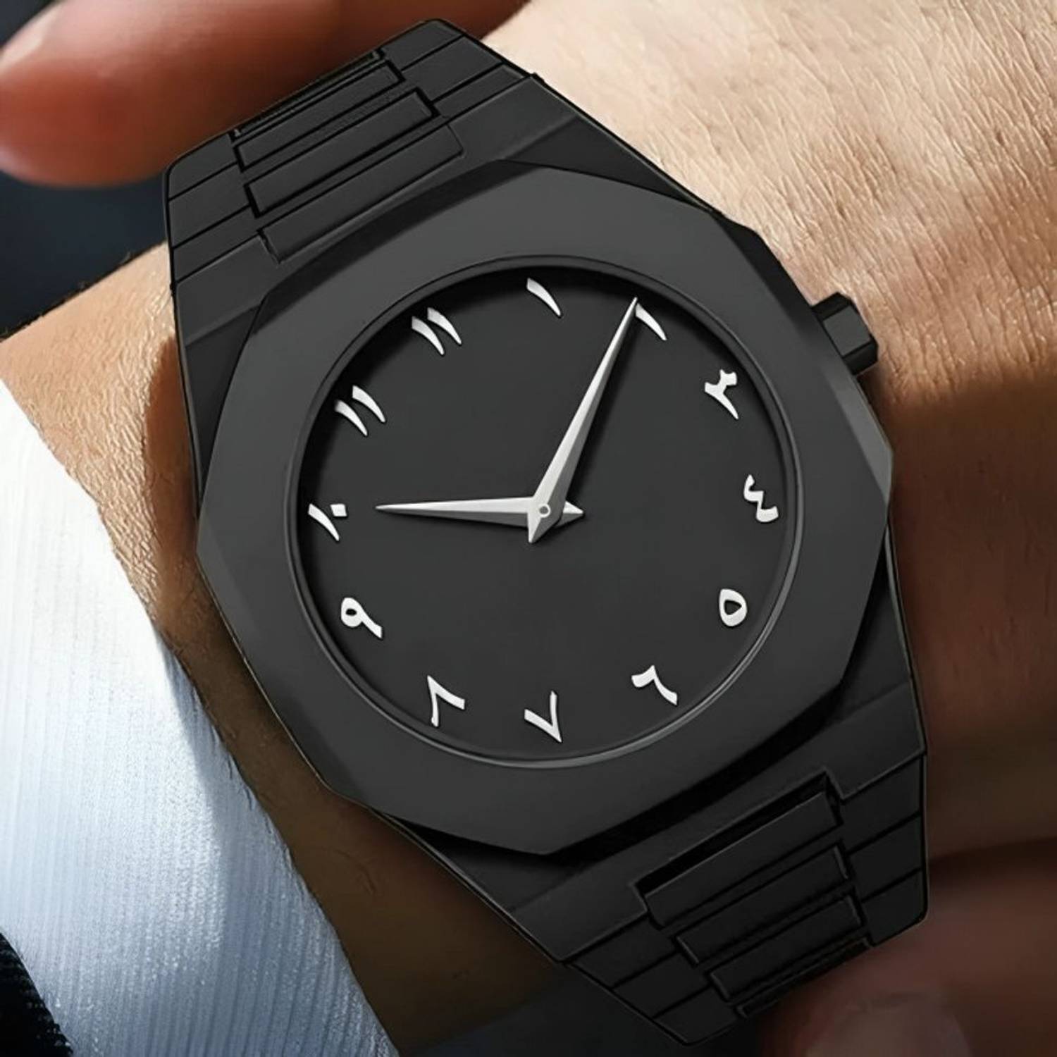 Resten Arabic Numeral Matte Black Luxury Watch - White - Image 5