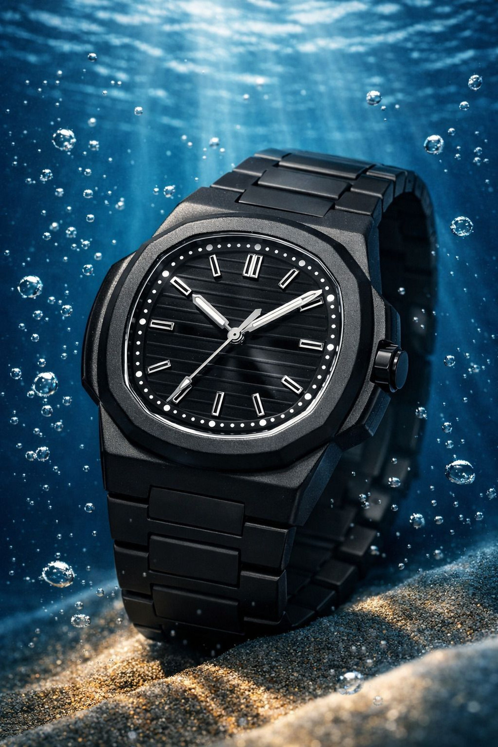 Image of HIRPARA MT-5538 Luxury Matte Black Wristwatch with Octagonal Case Analog Watch - For Men
