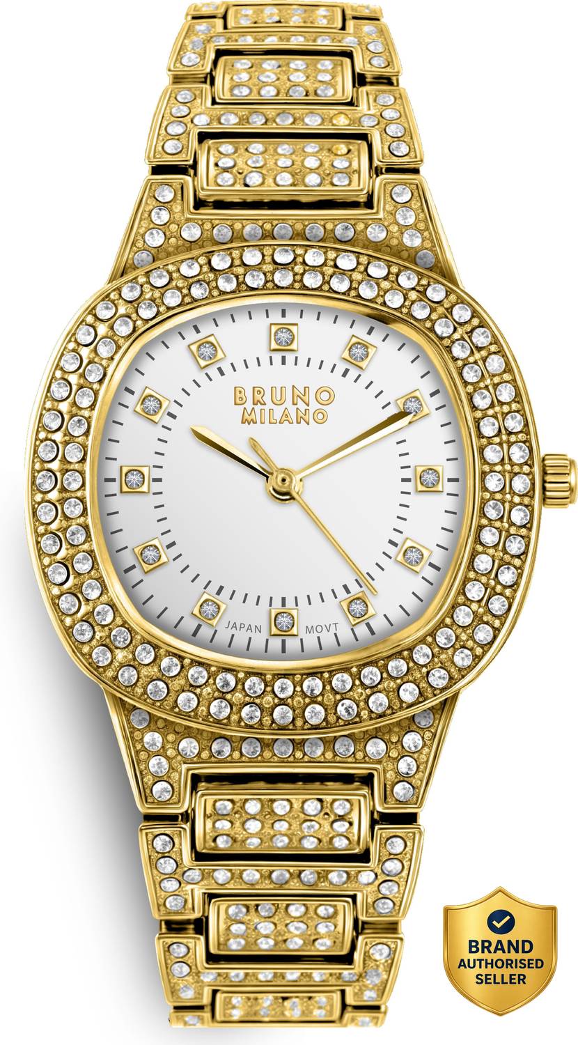 Bruno Milano Fashionable Crystal Studded Gold watch for women Analog Watch  - For Women