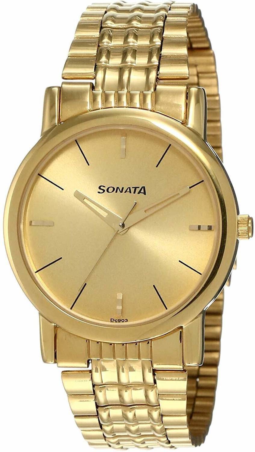 SONATA NP7987YM06W Gold Dial Men's Watch - Image 2