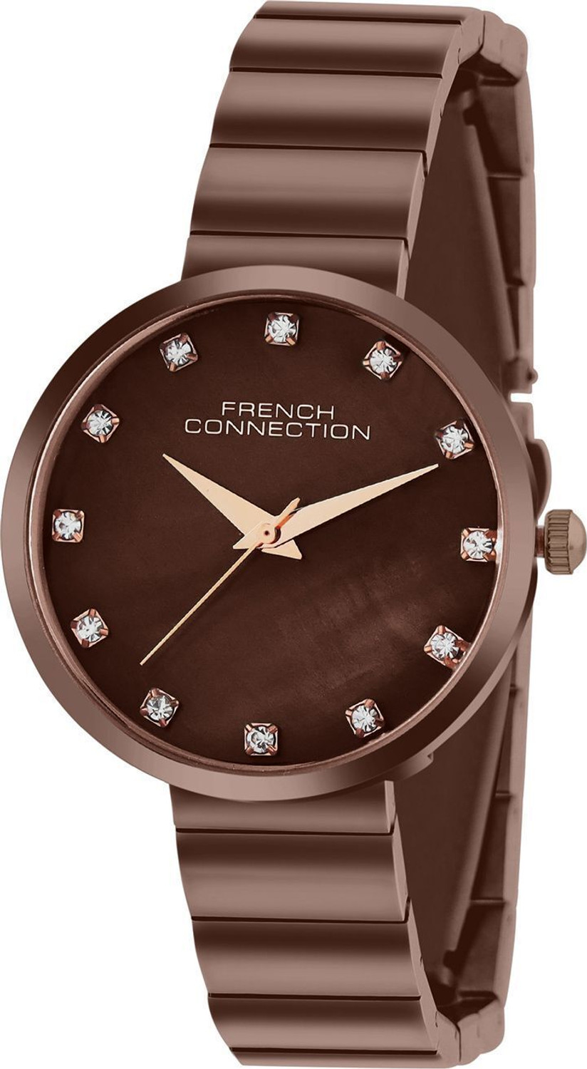 Image of French Connection Steelorra STEELORRA Rhinestones Brown MOP Dial | Women's Brown Analog Watch Analog Watch - For Women