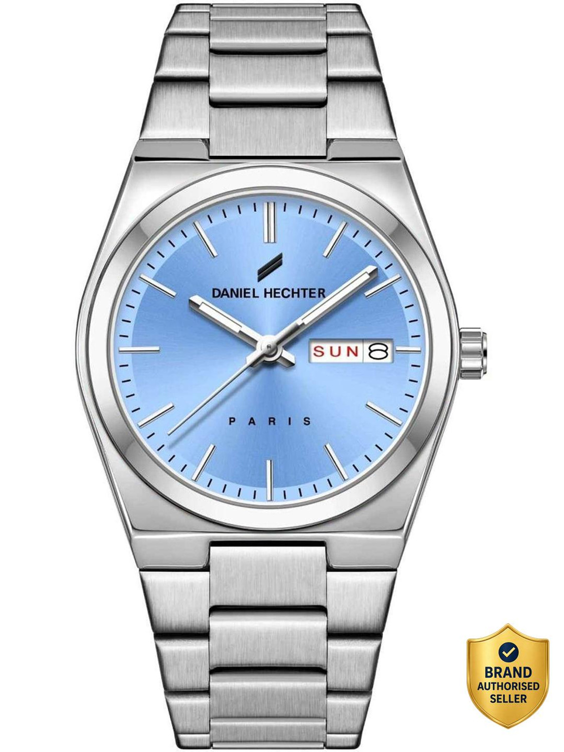 Image of DANIEL HECHTER Paris Hoche Collection Formal Round dial,Silver Stainles Strap,Day Date Display Analog Watch - For Men DHM1024-22