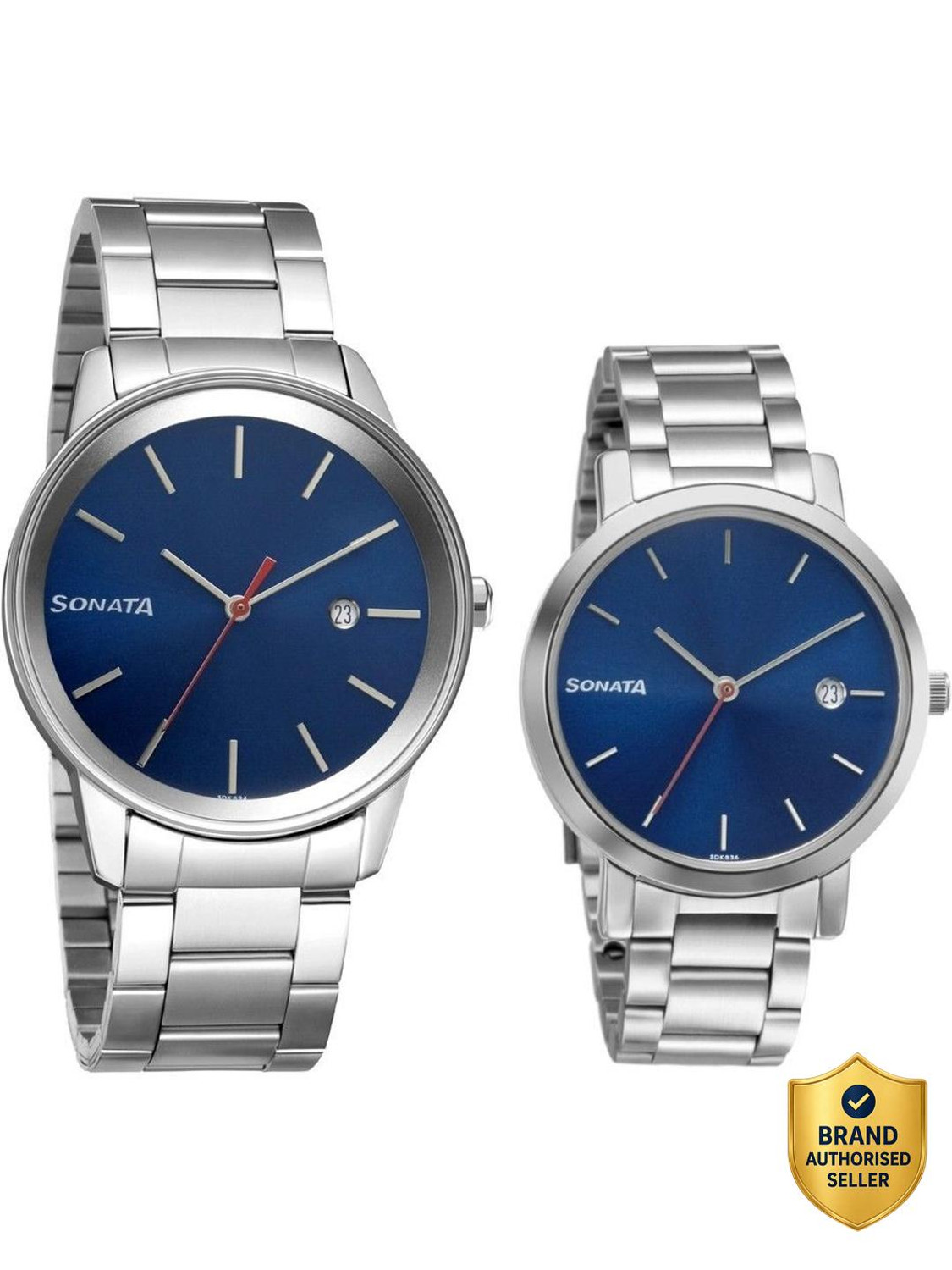 Image of SONATA Sonata Bandhan Blue Dial Silver MetalStrap Couple Analog Watch - For Couple