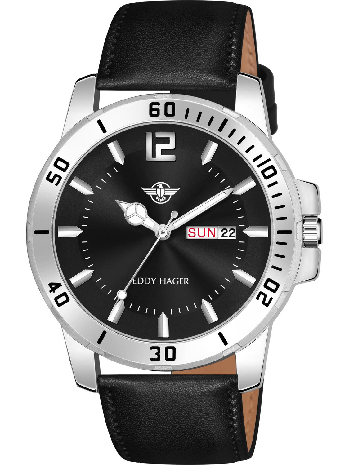 Image of EDDY HAGER Day and Date Display Analog Watch - For Men EH-194-Black