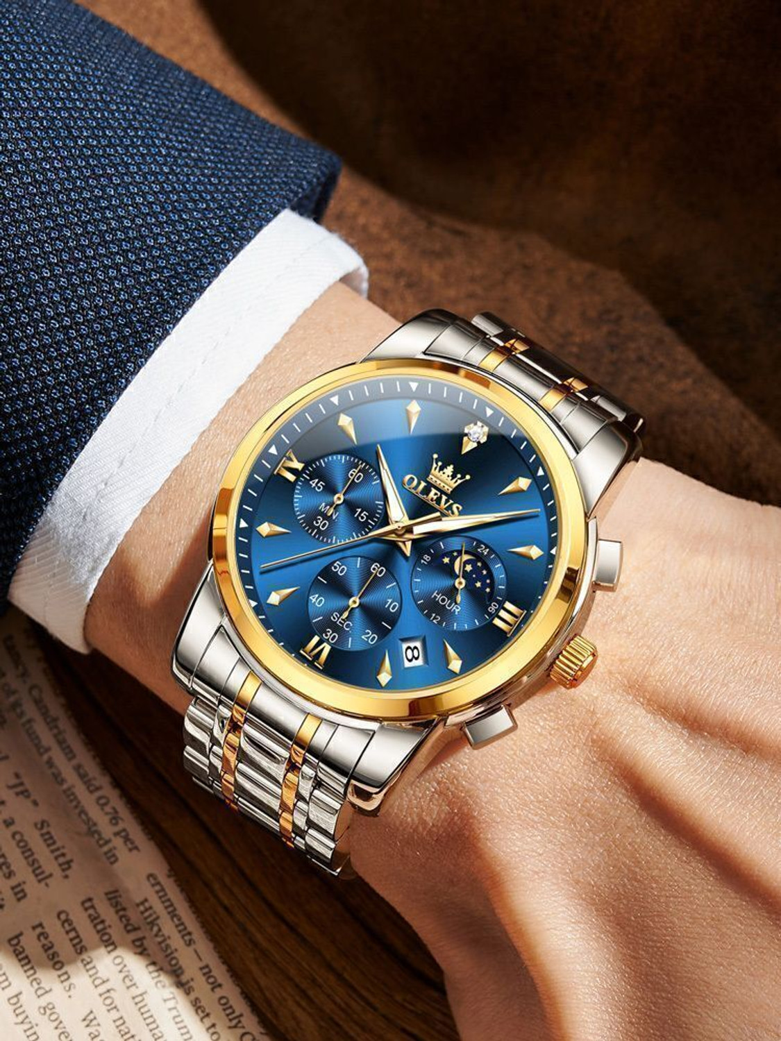 Image of OLEVS 3639 Multifunctional Waterproof Luminous Analog Watch - For Men