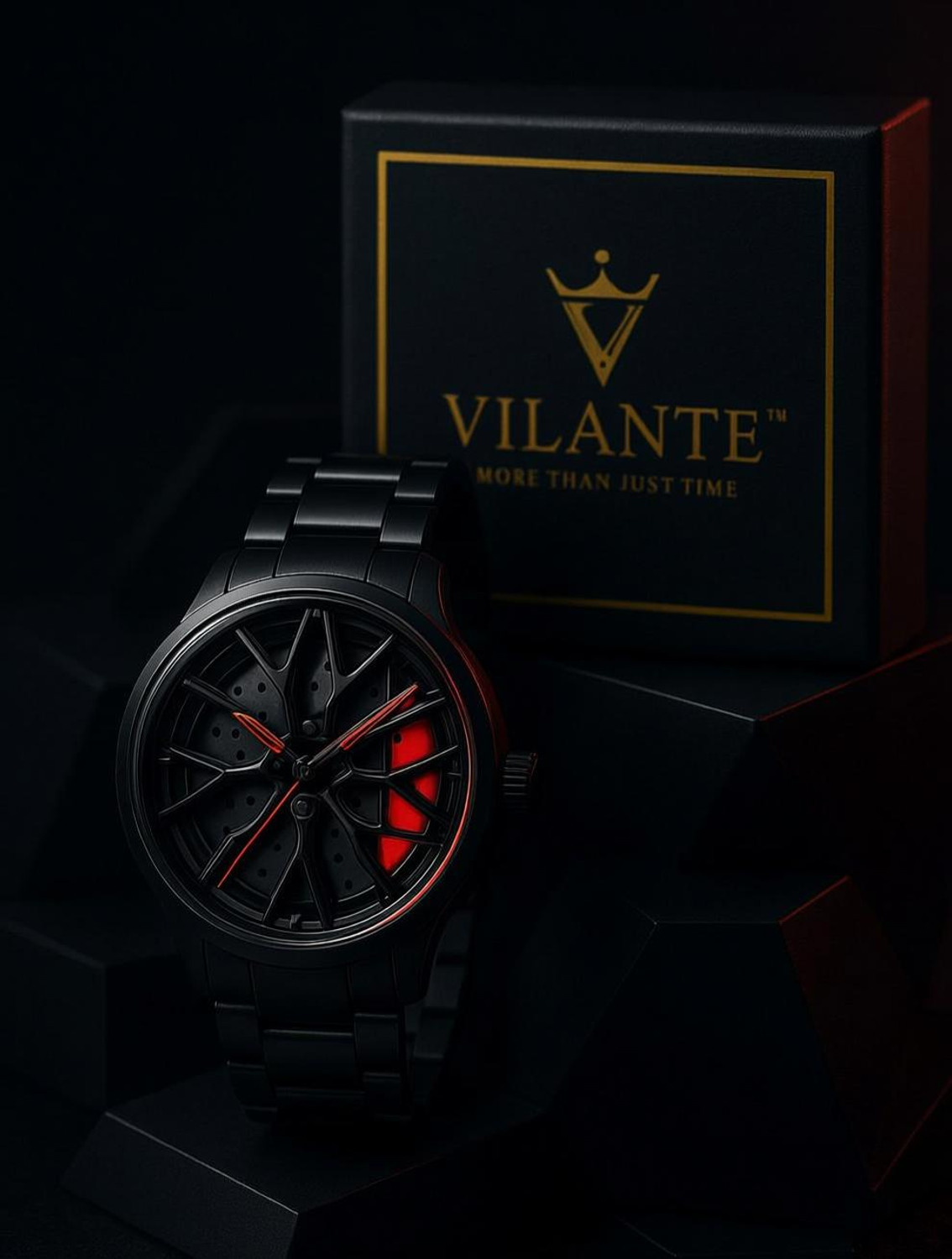 Image of Vilante Cavrel - Men Analog Watch | Car Brake Rotor Inspired Dial | Spinner Watch | Spinning Wheel | Roatating | Gyro | Red Analog Watch - For Men