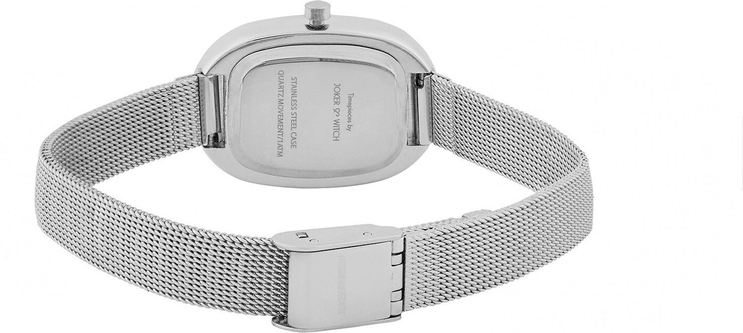Image of Joker & Witch Enola Aura Black Oval Dial Watch with a Sleek Mesh Strap Analog Watch - For Women