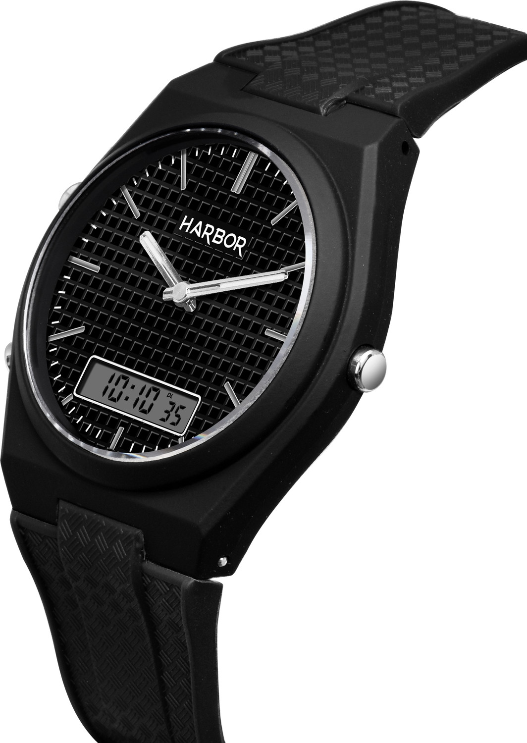 Image of Harbor 9153 Full Black Slim Plastic Body Casual, Office & Party Wear Analog Digital Watch Analog-Digital Watch - For Men
