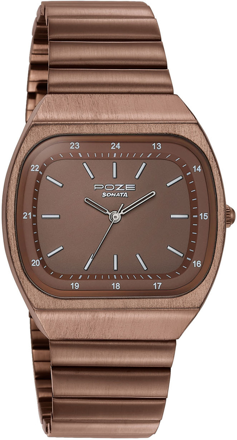 Image of SONATA Poze Drop 9.2 Poze 9 Quartz Brown Dial IP Brown SS sheet metal Strap Analog Watch - For Men & Women