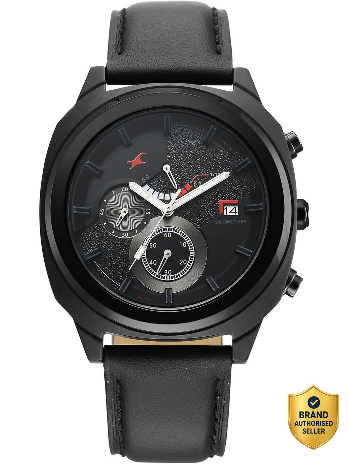 Image of Fastrack Kronos 3 Kronos 3 Quartz Black Dial Black Leather Strap Analog Watch - For Men