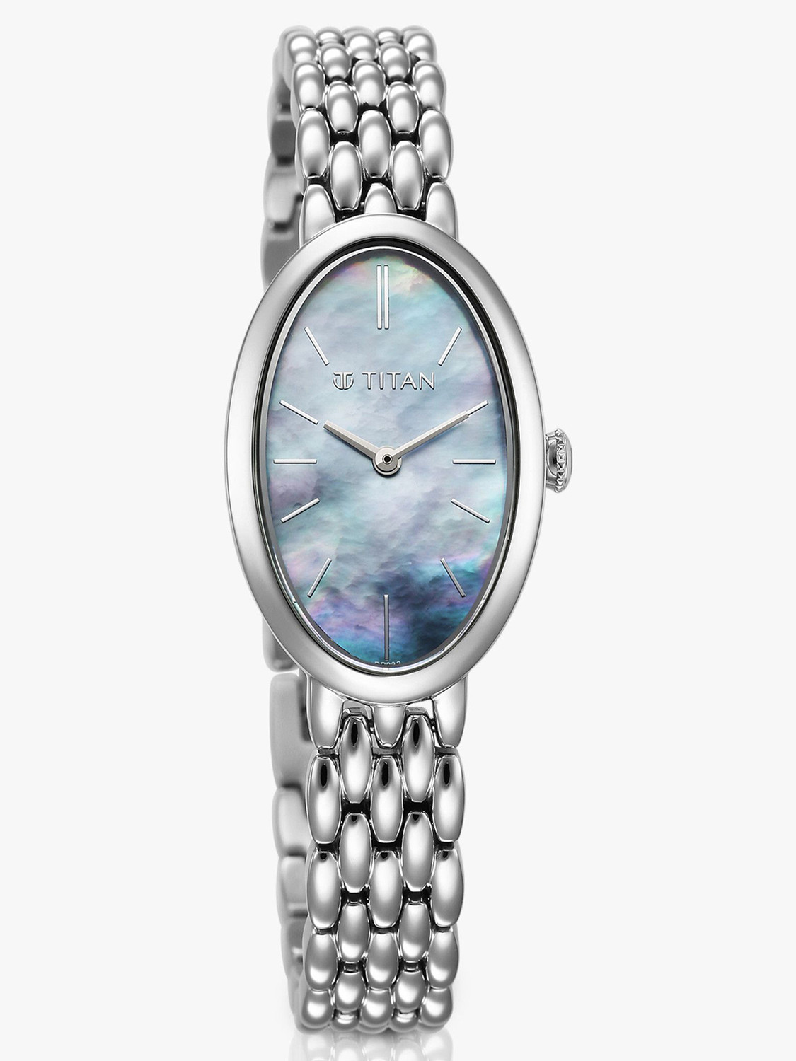Image of Titan Aura Blue MOP Dial Silver Stainless Steel Strap Analog Watch - For Women NT95246SM01