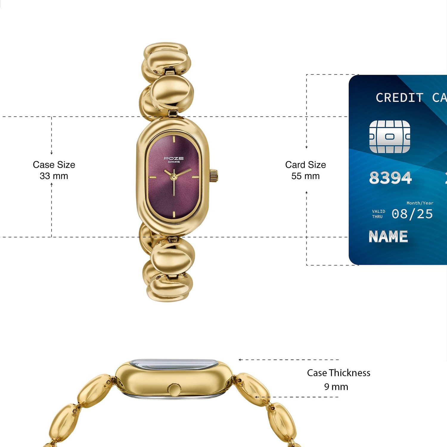 Image of SONATA Poze 8 Sonata Poze 8 Quartz Plum Dial IPG Alloy Strap Analog Watch - For Women