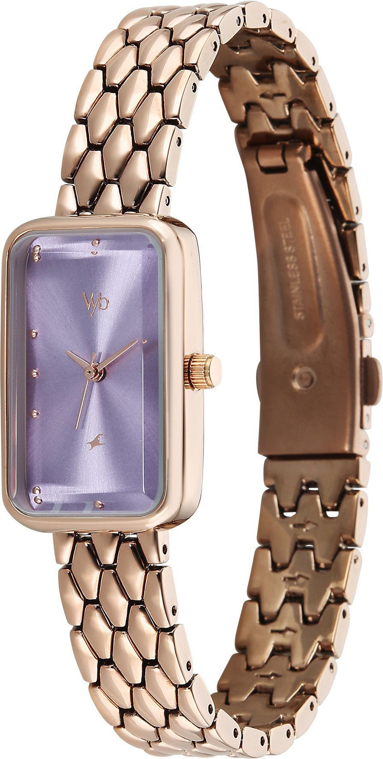 Image of Fastrack Vyb Aurora Fastrack Vyb Aurora Quartz Purple Dial Rose Gold Strap Analog Watch - For Women