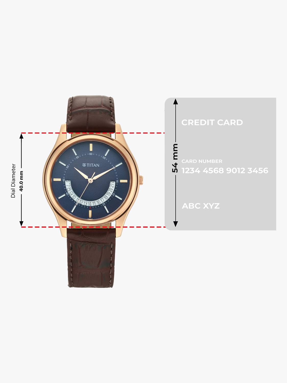 Titan Lagan Quartz Blue Dial Brown Leather Strap Analog Watch - Image 4