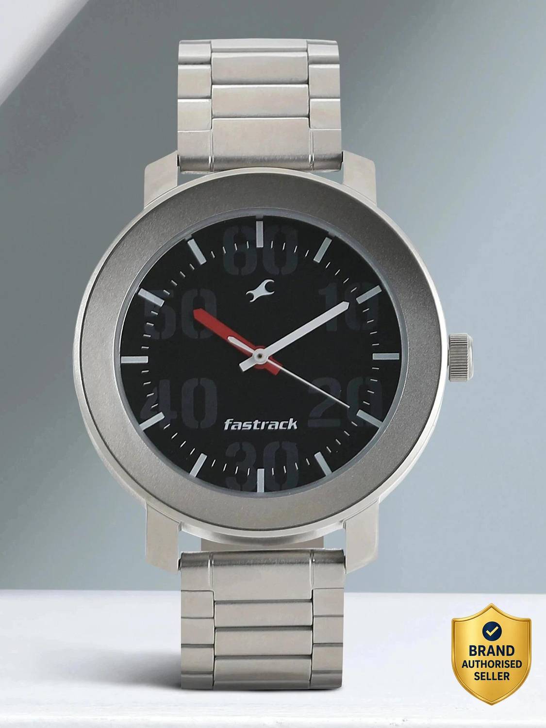 Fastrack Bare Basics Black Dial Silver Stainless Steel Strap Analog Watch - For Men NT3121SM02,NU3121SM02 - Image 1