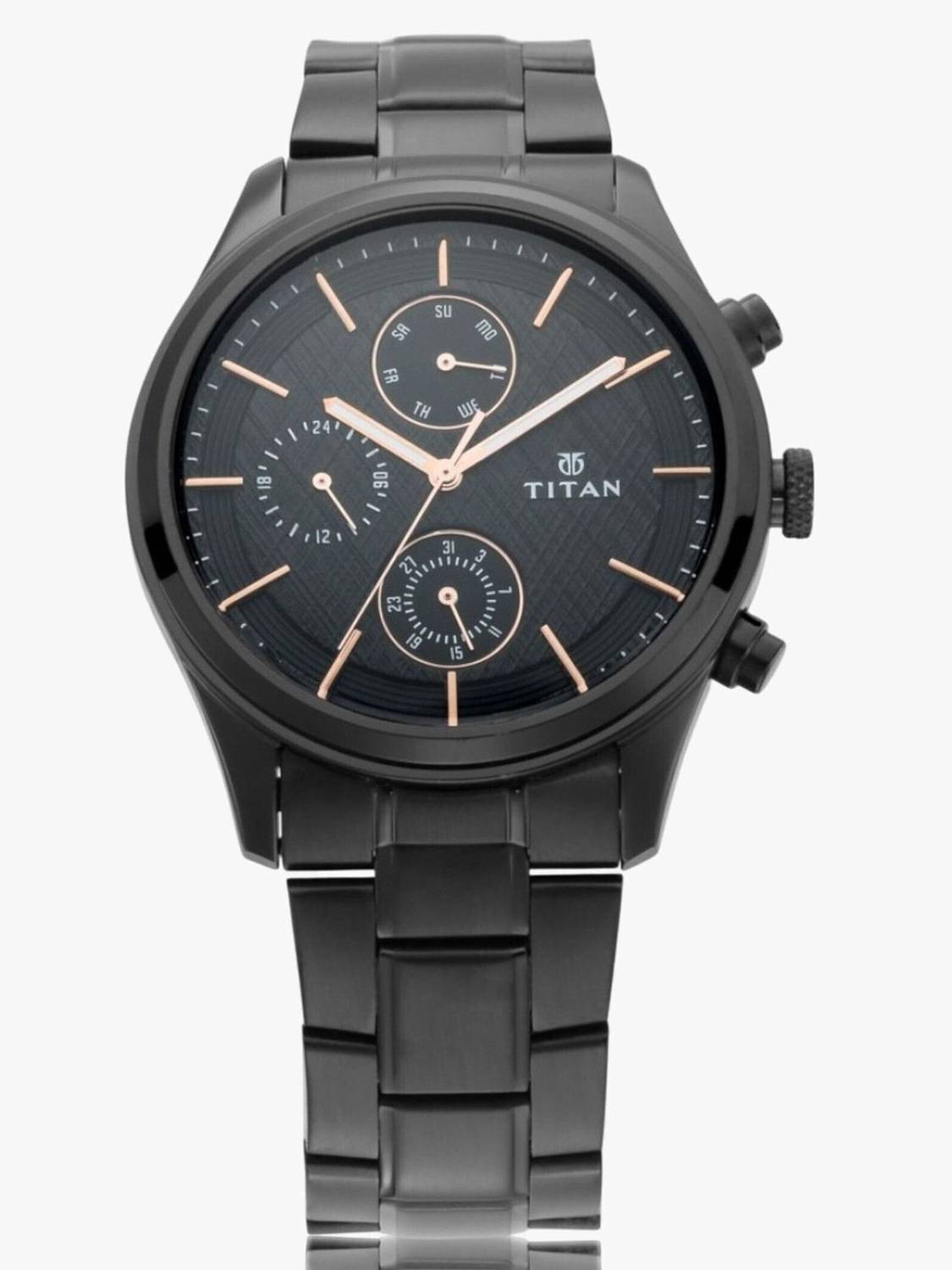 Titan Workwear Multifunction Black Dial Black MetalStrap Analog Watch - Image 2