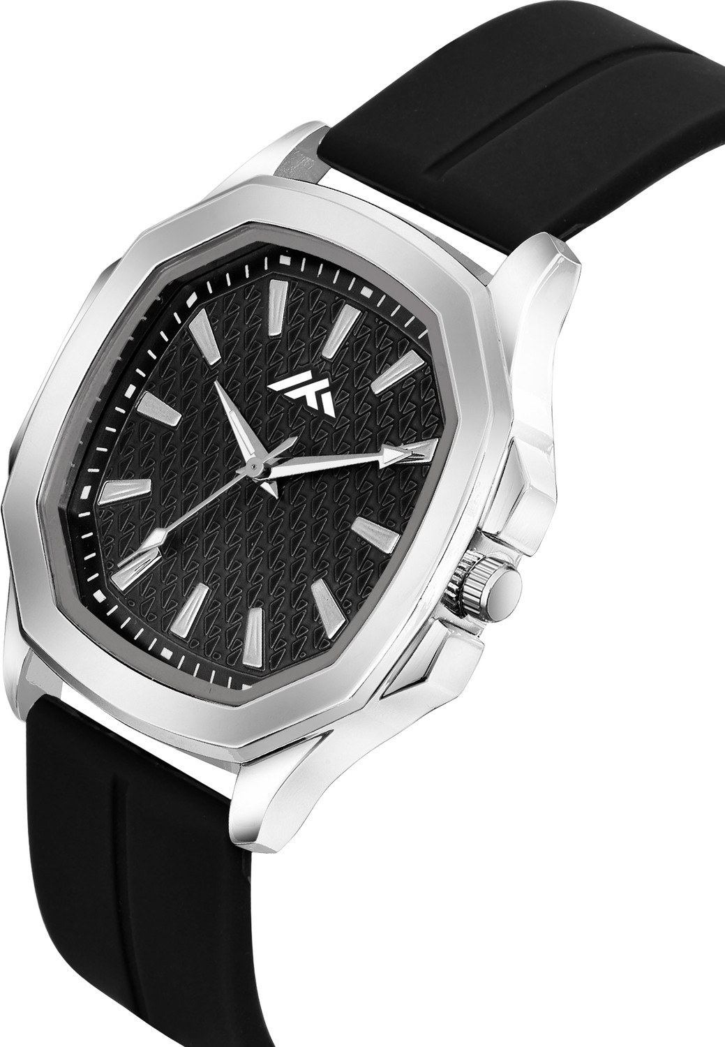 Image of Timorix Modern Black Quartz MT-61-qw Black Dial Analog Watch With Black Silicone Strap for Men | Classic Quartz Analog Watch - For Men