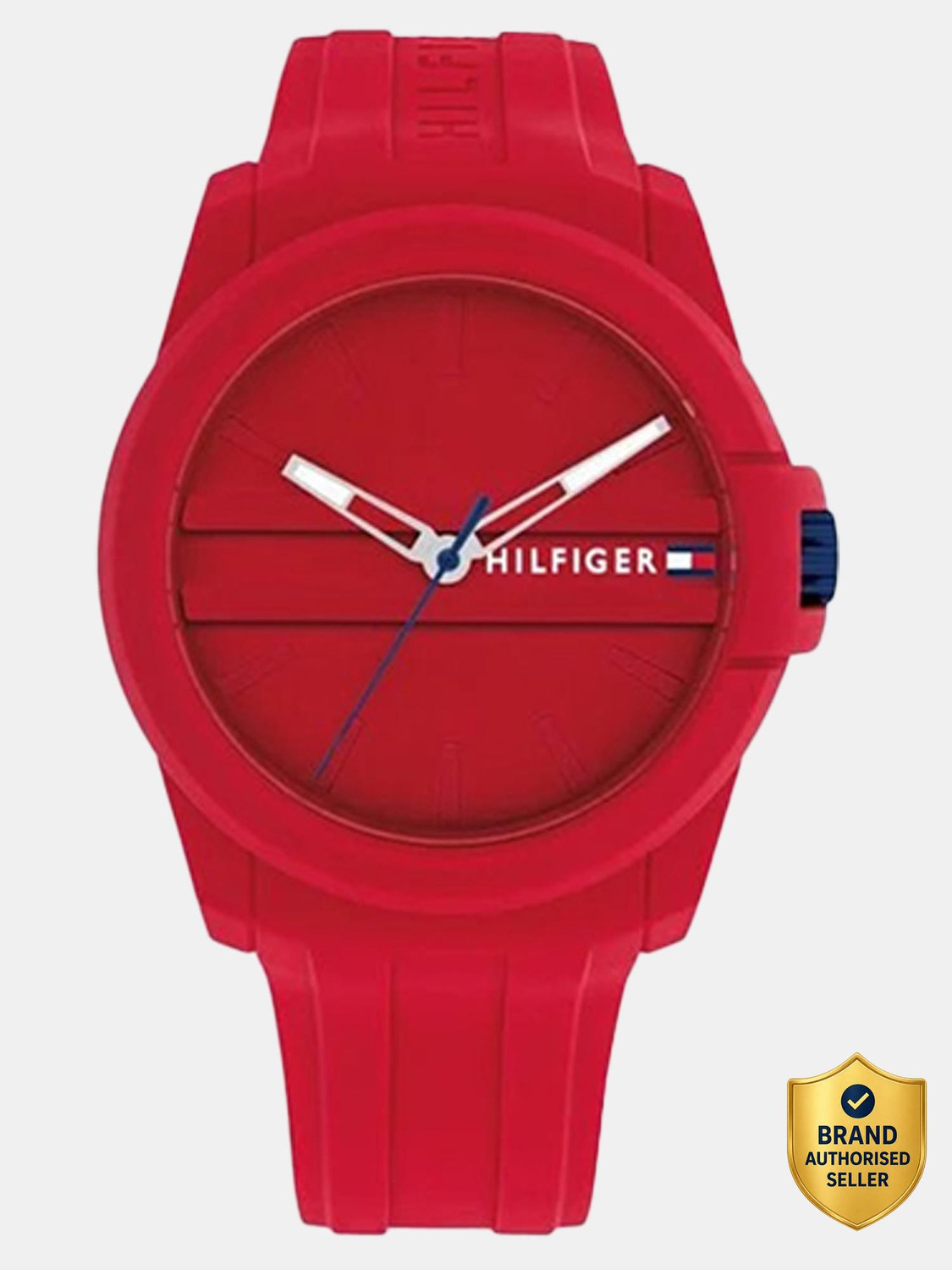 Image of TOMMY HILFIGER Tommy Hilfiger Quartz Red Dial Red Silicone Strap Analog Watch - For Men