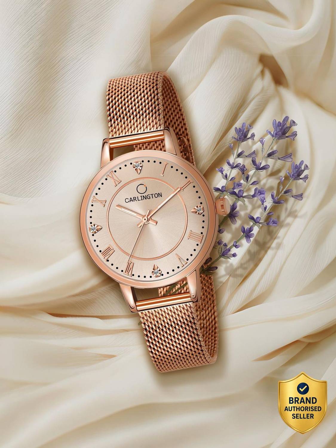 Carlington CT2013 Carlington Elite Ladies With Self Adjustable Mesh Strap And Water Resistant Analog Watch - For Women