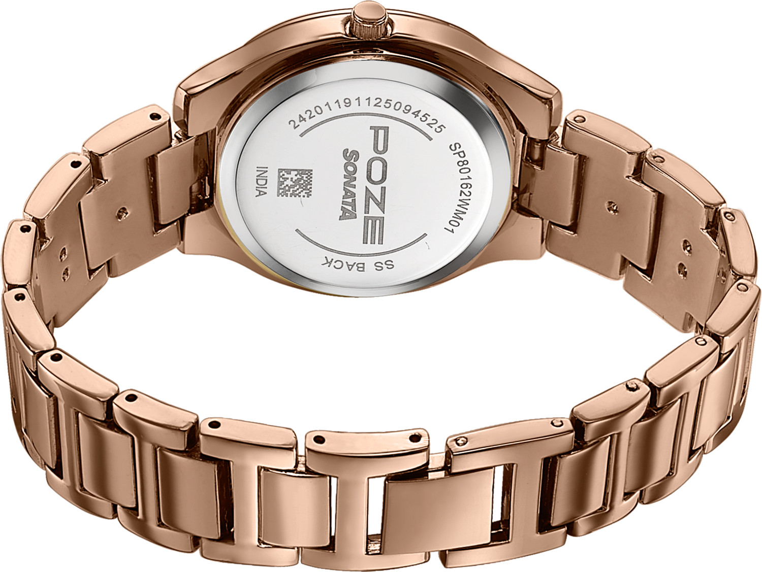 Image of SONATA Poze 8 Sonata Poze 8 Quartz MOP- White Dial IP Rose Gold Alloy Strap Analog Watch - For Women