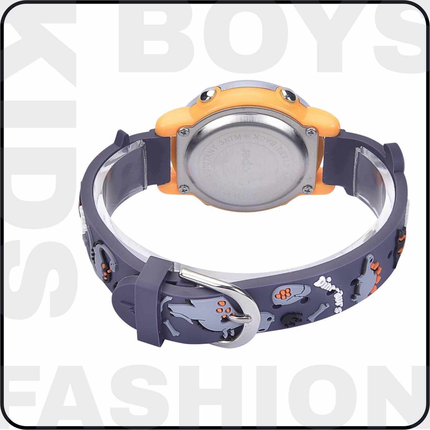 Image of Hooper Dinosaur Grey 3D Hooper 3D Kids Digital Watch, 7‑Color LED, Soft Silicone Strap, Age 5-10 Digital Watch - For Boys