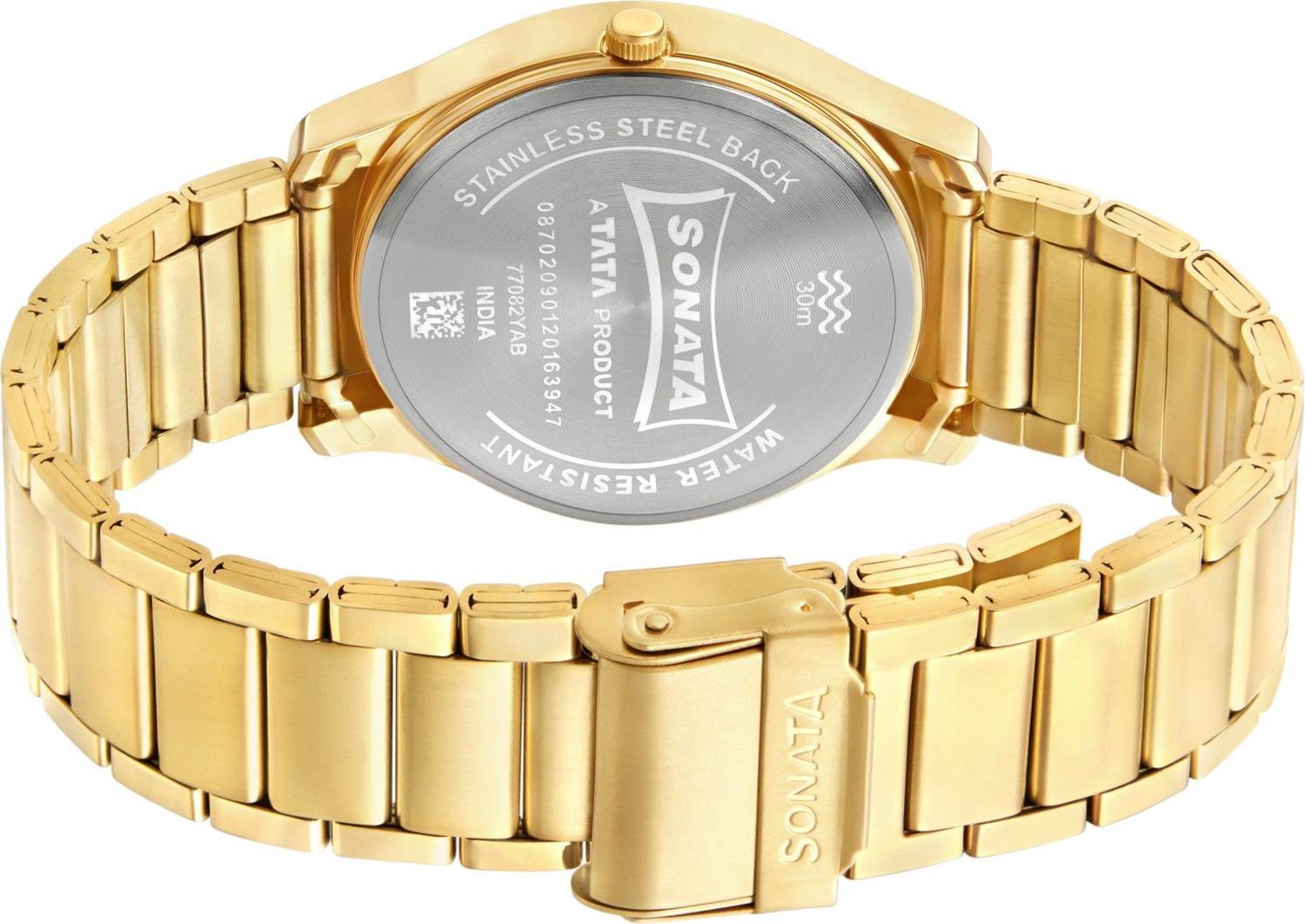 Sonata ESSentials Forest Green Dial Gold SS Strap Analog Watch - Image 3
