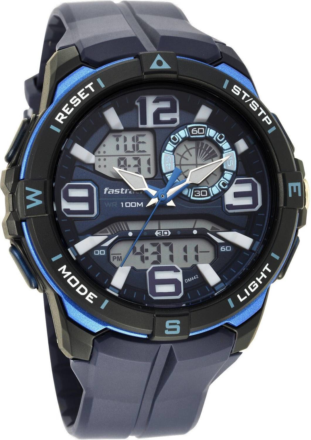 Fastrack 38070PP02 Fastrack Digital Dark Blue Dial Dark Blue PlasticStrap Analog-Digital Watch - For Men
