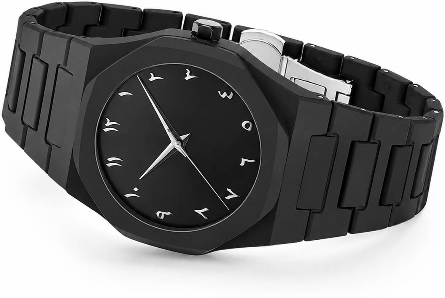 K&K Arabic Aura Silver Black Analog Watch - For Men - Image 5
