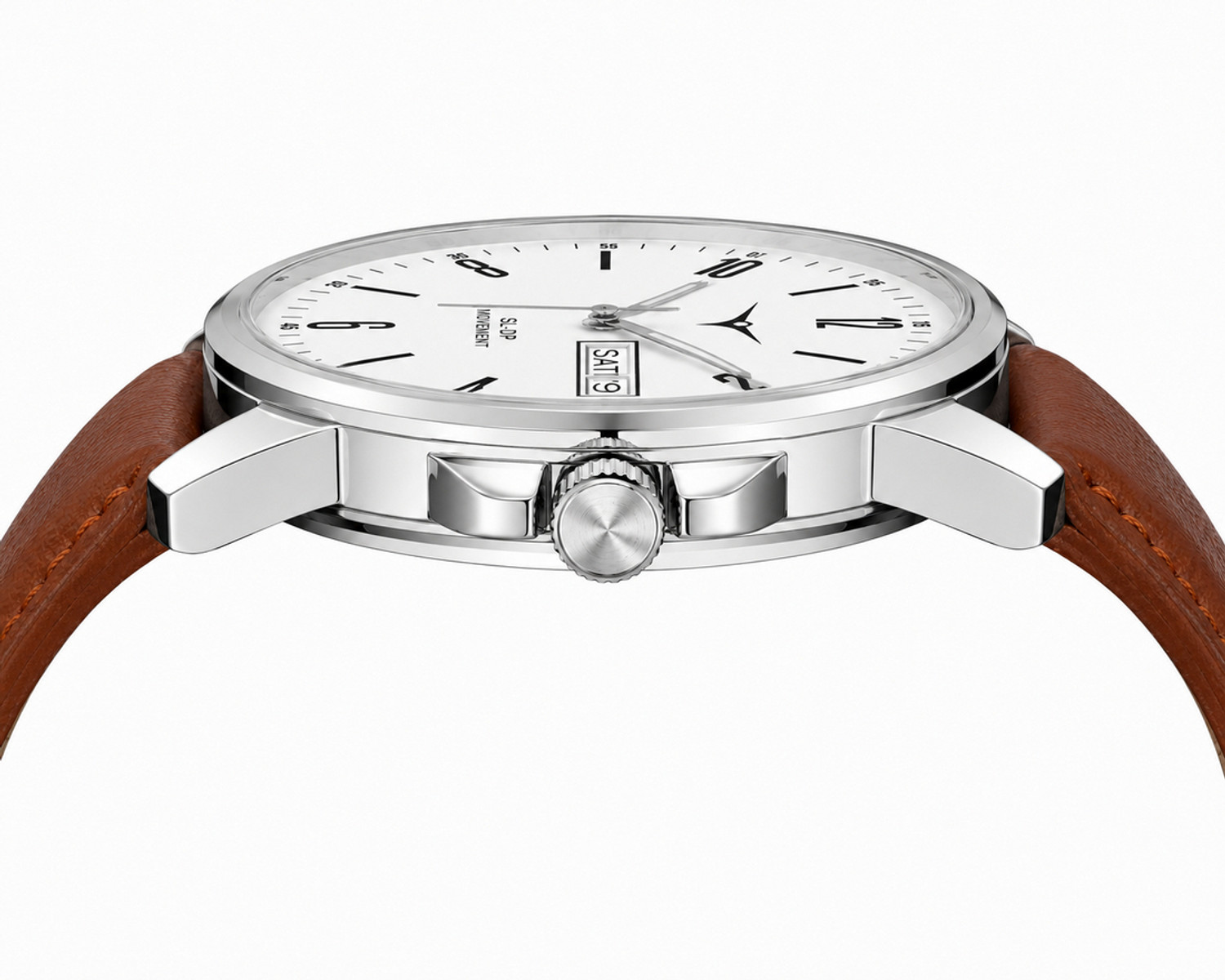 Image of NESTER L-NSM--41--WHITE BROWN L-NSM-41 LEATHER 20 MM Analog Watch - For Men