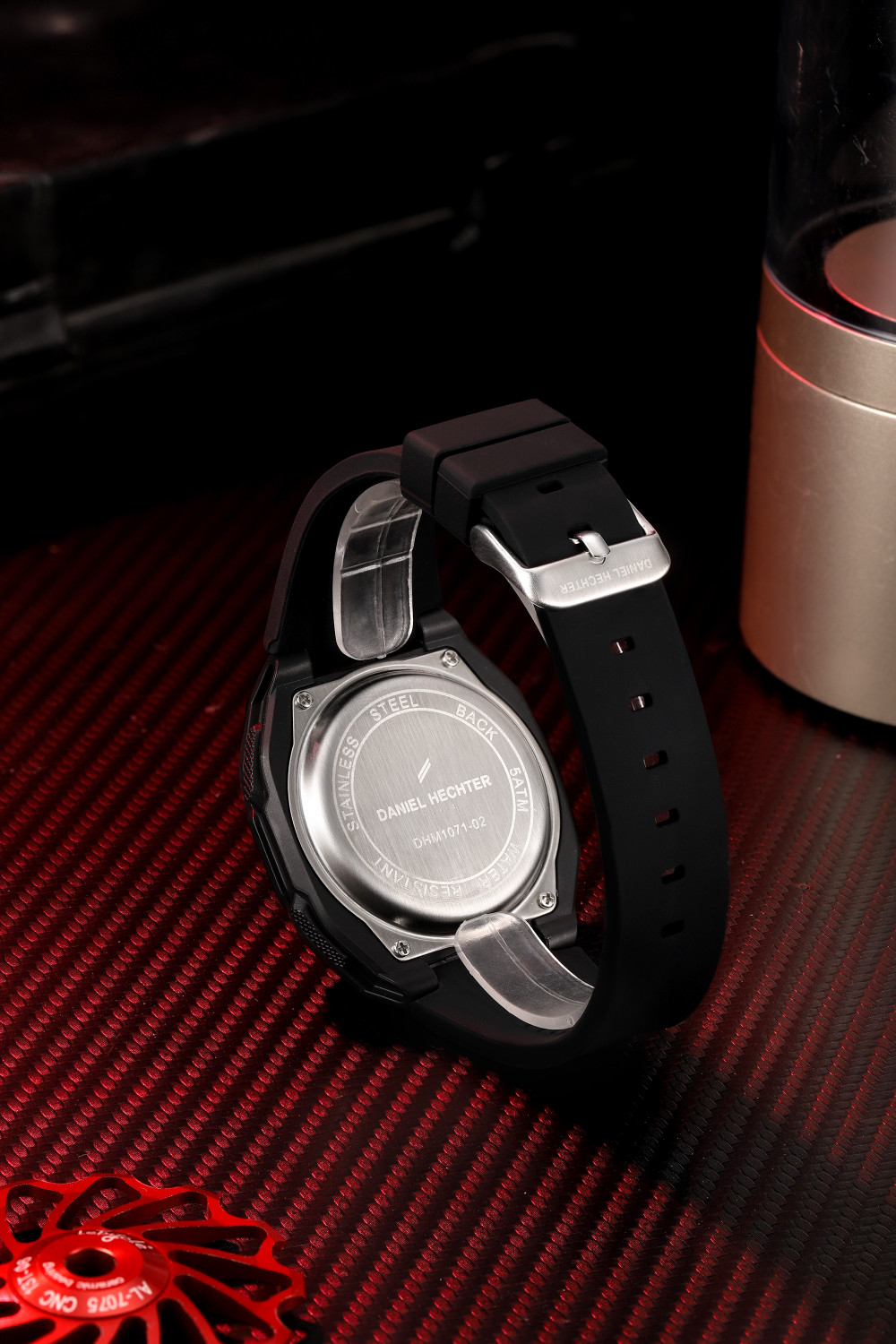 Image of DANIEL HECHTER Tech Collection Analog-Digital Sports Black Dial, Silicone Strap and Day Display Analog-Digital Watch - For Men DHM1071-02