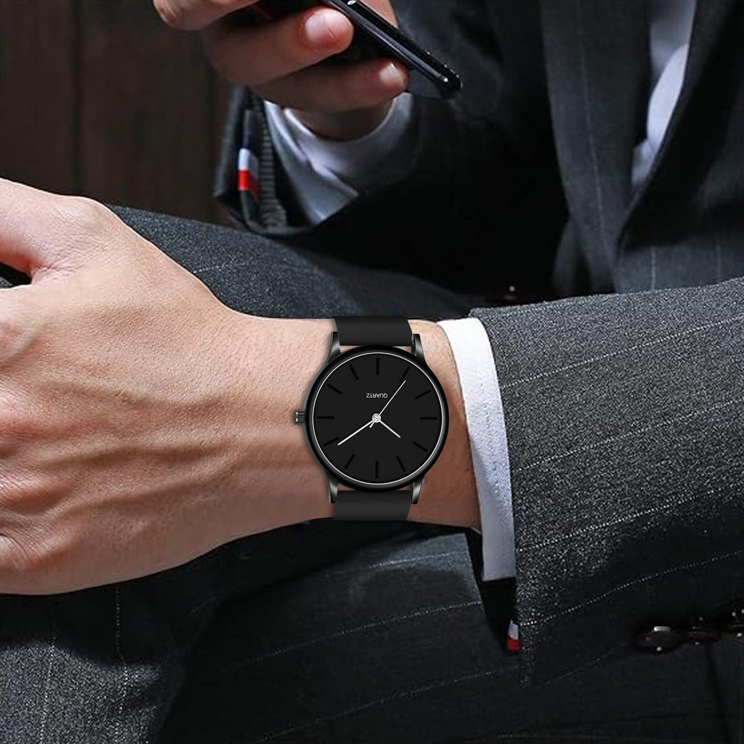Image of Rixan All Black Classic Men Black Dial Analog Watch | Silicone Strap | Quartz Movement | Casual & Formal Analog Watch - For Men