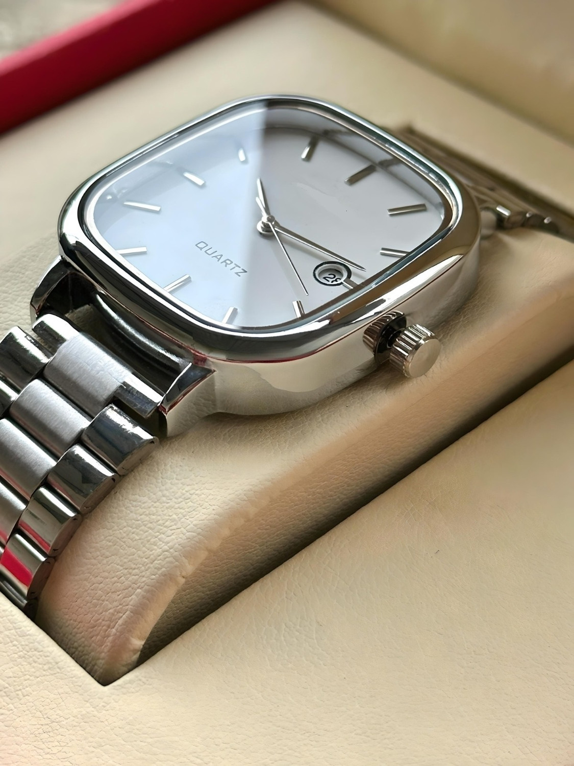 Image of ILOZ BYTRMkt New Design Classical Silver Large Dial Simple Steel Hand wrist Watch for Men Analog Watch - For Men