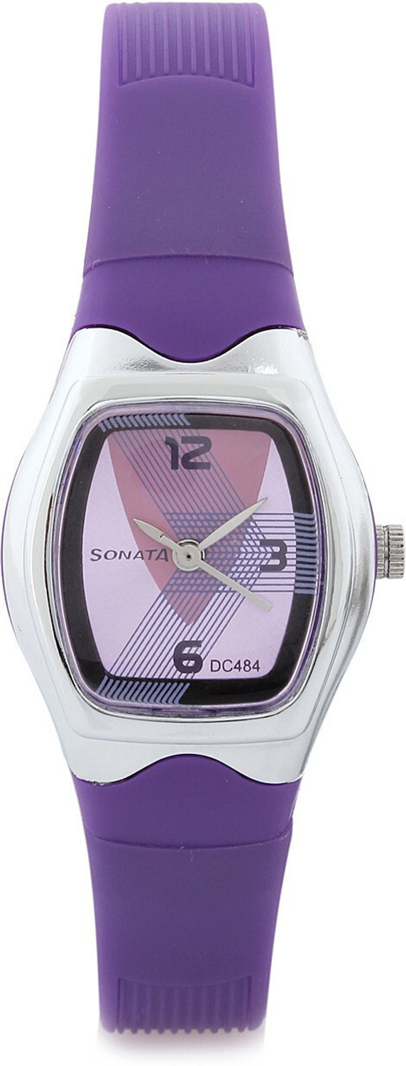 Image of SONATA NP8989PP01 SF Quartz Purple Dial Purple Plastic Strap Analog Watch - For Women