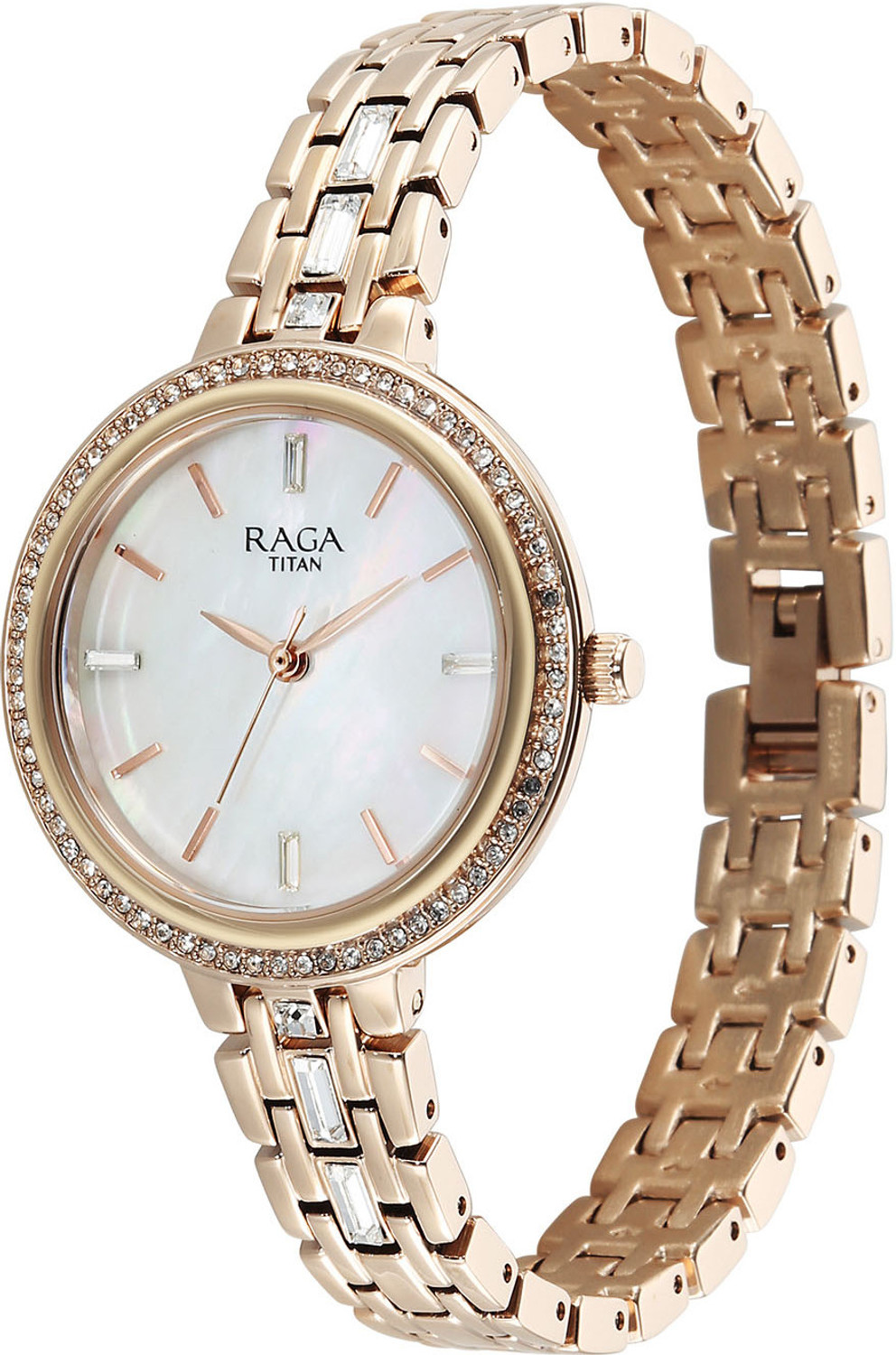 Image of Titan Raga Spotlight 2.0 Raga Spotlight 2.0 3Hands Silver Dial Rose Gold Strap Analog Watch - For Women